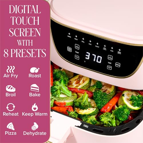 Paris Hilton 6-Quart Air Fryer Pink - 8-in-1 Touchscreen, Nonstick Basket