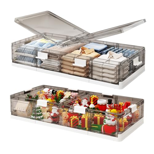 Large Under Bed Storage Containers 2 Pack - Foldable, Wheeled, Dust-Proof Clothes Shoe Organizer