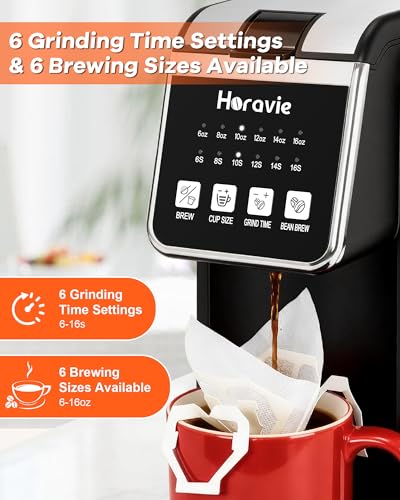 Horavie Single Serve Coffee Maker with Built-in Grinder - Black