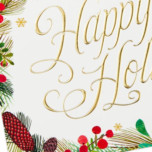Hallmark 40-Card Holiday Greeting Set: Festive Greenery with Gold Foil Envelopes