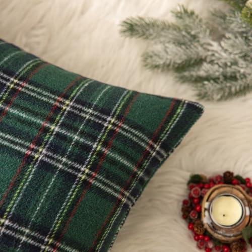 AQOTHES Green Blue Christmas Plaid Throw Pillow Covers Set of 2 18x18 Inches