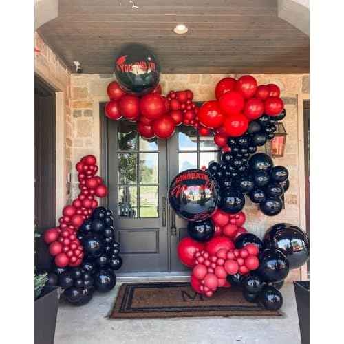 Black and Red White Balloons 50 Pack 12 Inch Latex Balloons with Confetti for Halloween Christmas Birthday Wedding New Year's Eve Valentine's Day Mother's Day Graduation Casino Party Decorations