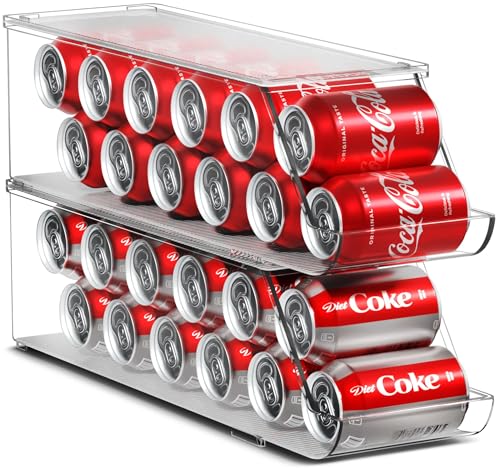 2 Pack Soda Can Organizer for Fridge & Freezer - Stackable BPA-Free Storage Bin