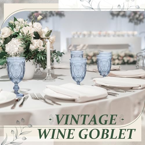 Blue Plastic Vintage Wine Glasses Set of 48, 7.5 oz Goblets for Parties
