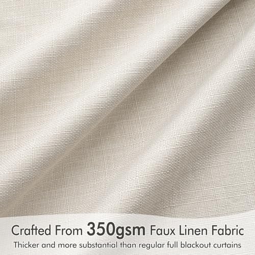 Blackout Linen Curtains 50x96 Inches - Pack of 2 Birch Variation