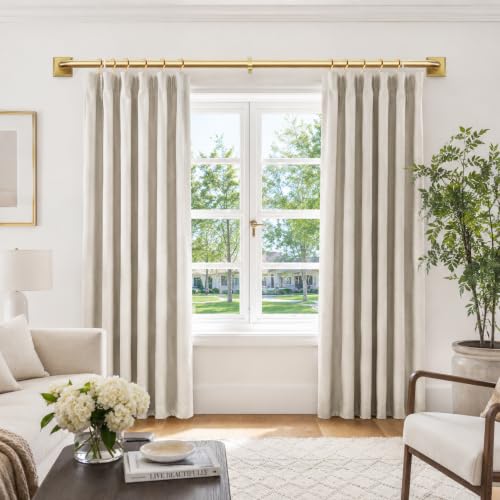 Brushed Gold Curtain Rod 28-48 Inch Heavy Duty Wrap Around Room Darkening Drapery