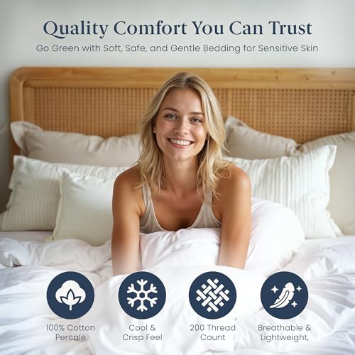 Ella Jayne Navy Queen Size Duvet Cover Set 3 Pieces 100% Cotton Percale
