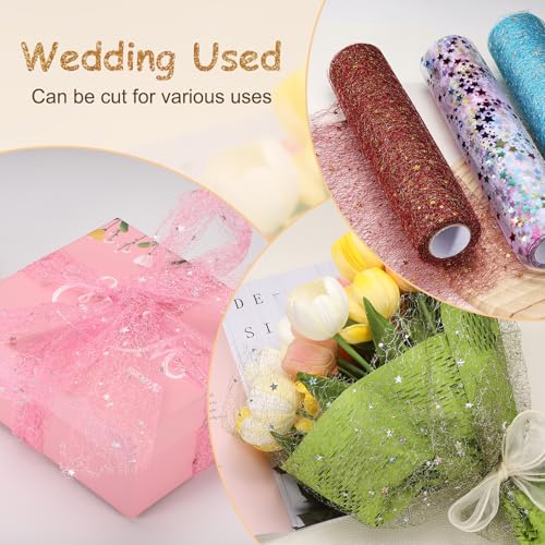 uxcell Green Table Runner Roll 11x30ft Sequin Foil Mesh