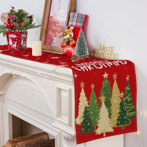 Siilues Christmas Tree Table Runner 13'' x 72'' Snowflakes & Trees Holiday Decor