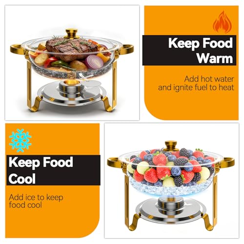 6QT Round Chafing Dishes Buffet Warmers Set - Gold & Silver 4 Pack