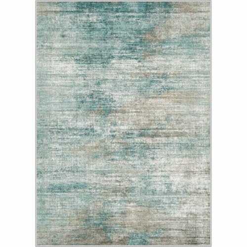 BEIMO 5' x 7' Teal Abstract Area Rug Washable Non-Slip Living Room Decor