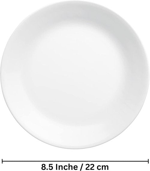 Corelle 8.5-Inch Lunch Plates - Set of 6 | Lightweight Vitrelle Glass, Chip & Crack Resistant, White