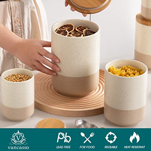 Ceramic Food Storage Canister Set of 3 - 18/36/74 OZ Kitchen Organizers