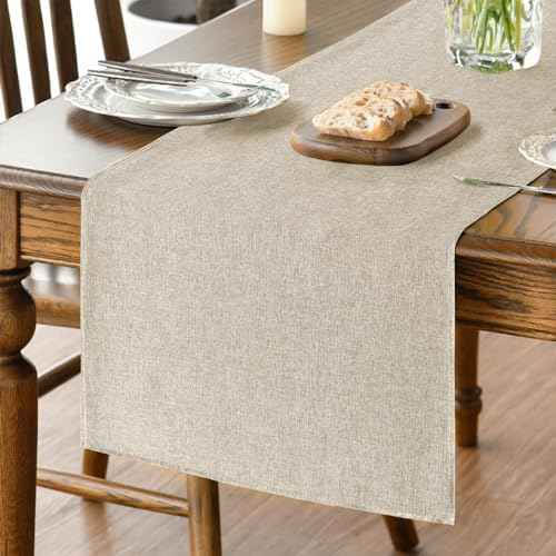 Artoid Mode Light Brown Table Runner, Seasonal Fall Washable Kitchen Dining Table Decoration for Home Party Decor 13x72 Inch