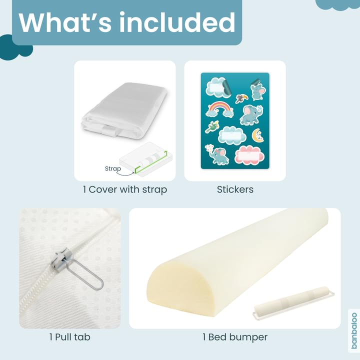 Toddler Bed Bumper Guard - Classic 53" Foam Bed Rail for Twin, Full, Queen & King Beds