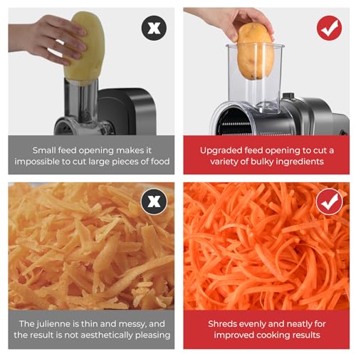 Electric Cheese Grater Salad Maker with 6 Blades - 250W Shredder & Slicer
