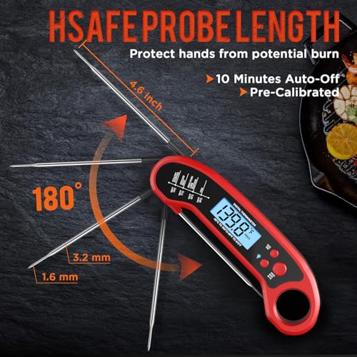 Digital Meat Thermometer for Grilling - Instant Read, Low Light Ready