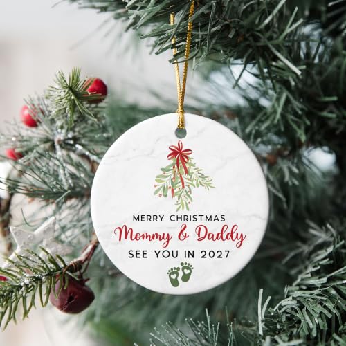 Pregnancy Announcement Christmas Ornament - Expecting Baby 2027 Gift for New Parents