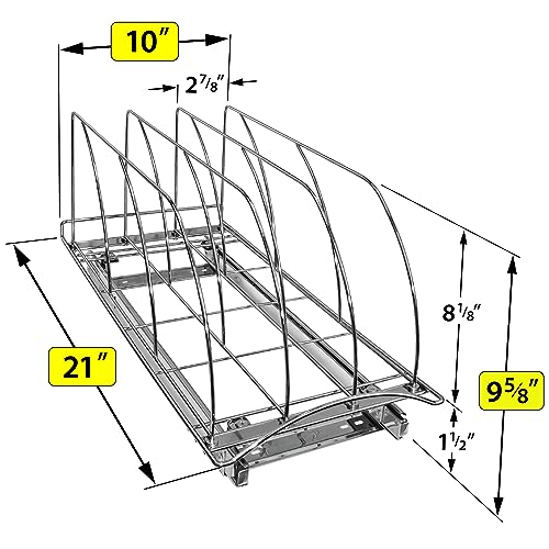 LYNK PROFESSIONAL Pull Out Cookie Sheet Organizer 10”x21” Chrome Cabinet Storage
