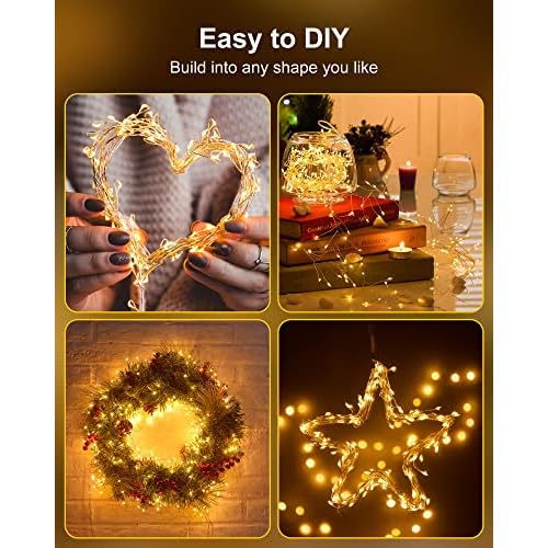 Fairy Lights Battery Operated, 60 LED Fairy String Lights Waterproof Silver Wire 5 Feet Firecracker Starry Light for DIY Wreath Home Wedding Party Bedroom Mason Jar Holiday Christmas Decorations
