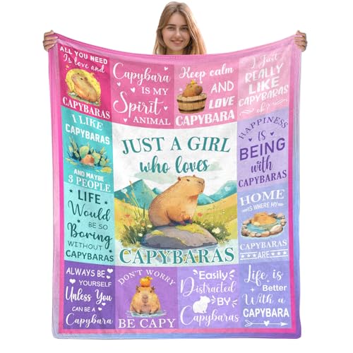 Capybara Blanket 50x60 Inch, Capybaras Gifts for Girls, Just A Girl Who Loves Capybara Throw Blankets, Gifts for Capybaras Lovers for Christmas Birthday Decorations