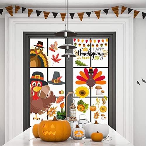 Thanksgiving Decorations - Thanksgiving Window Clings Fall Decorations Window Stickers Holiday Turkey Cling for Glass Window Decor for Home Party 113 PCS