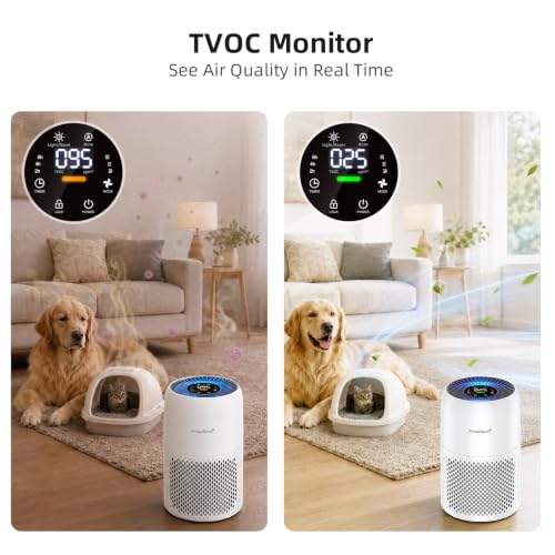 AromaRoom Pure White Pet Air Purifier with True HEPA, Odor & Hair Removal