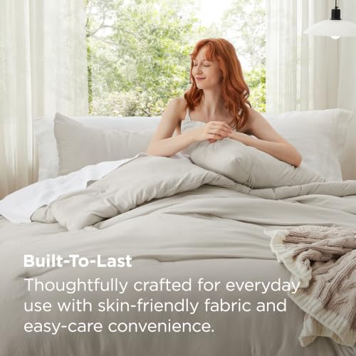 Bedsure Oversized King Comforter Set - Prewashed Beige 120x98 Inches - 3 Piece Bedding