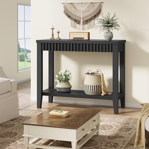 Entryway Console Table with Open Storage - Black, 31.5 Inch