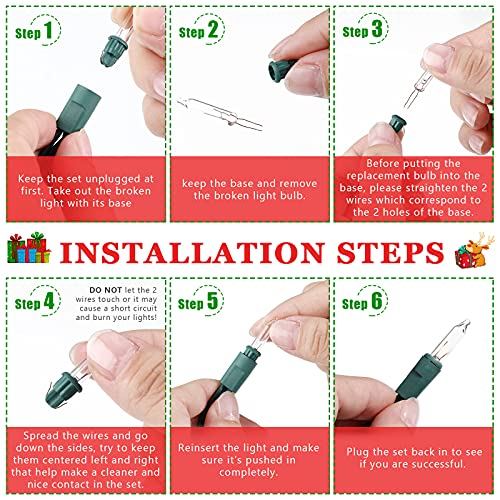 Mudder 100 Pcs Mini Christmas 2.5 Volt Replacement Light Bulbs for Christmas Trees Decorative Light Supplies Indoor Outdoor Xmas Decor, 0.17 Ampere, 0.42 Watt (Clear)