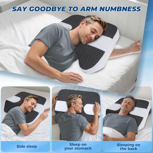 Side Sleeper Pillowcase with Arm Holes for Shoulder Relief, Memory Foam Cover