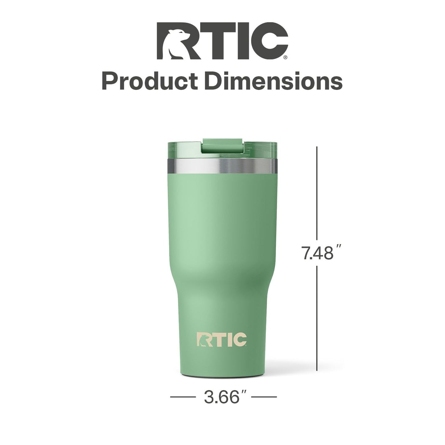 RTIC 30oz Essential Tumbler with Lid, Ceramic Lined, Insulated, Stainless Steel, Metal, Double Wall Vacuum-Insulation, Travel Cup for Iced Coffee, Tea, Hot and Cold Drink, Sage
