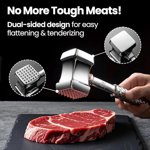 Gourmet Easy Classic Meat Tenderizer Tool - Original Edition, Heavy-Duty Stainless Steel, Non-Slip Handle