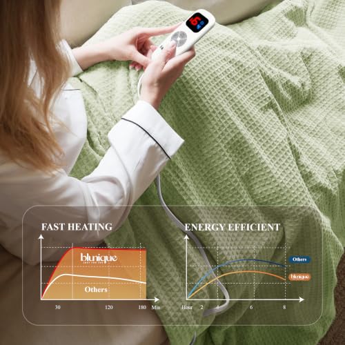 Blunique Sage Electric Heated Throw Blanket 50x60 Inches with Fast Heating & Auto-Off