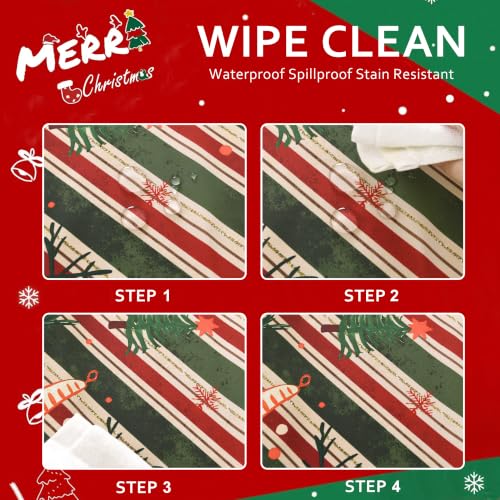 DWCN Christmas Striped Rectangular Tablecloth 70 x 108 Inch, Green Farmhouse Holiday Decor