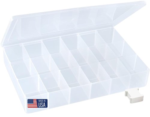 BULK PARADISE Embroidery Floss Organizer Box with 50 Cardboard Bobbins - 17 Compartments Clear embroidery thread organizer box, Snap-Tight Clear Sewing Organizer - Jewelry Bead Holder (Made in USA)