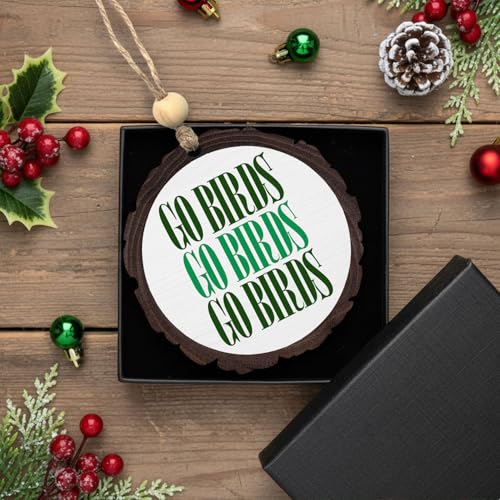 Go Birds Football Wooden Christmas Ornament - Sports Fan Decor Gift