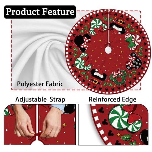 Yarcooly Red 48 Inch Christmas Tree Skirt - New Year Xmas Home Decor
