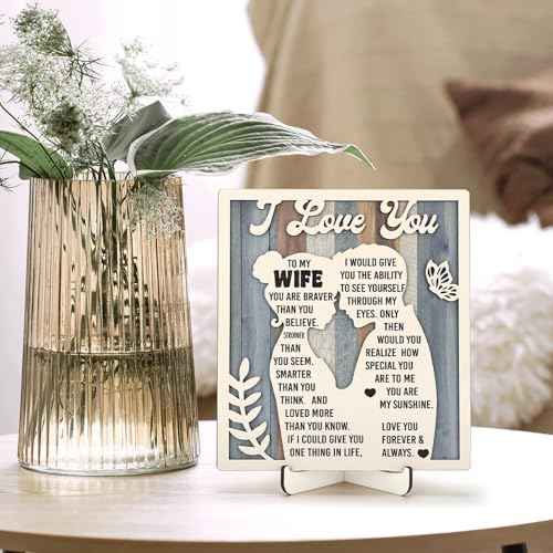 Gifts for Wife Birthday, Anniversary Romantic Gifts for Wife Her, Mothers Day Christmas Gifts for Wife Wood Signs Plaque Gifts
