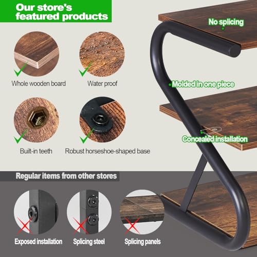 Wooden S-Shaped Shoe Rack for Entryway Closet - Rustic 11.81x25.78x15.86 Inches