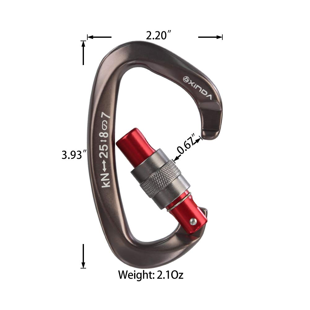 XINDA Screwgate Locking Carabiner Clip - Professional Rock Climbing Carabiner Screw Lock,Heavy Duty Carabiners for Climbing,Mountaineer,Hammock,Camping,Outdoor Equipment (5 pcs Gray)