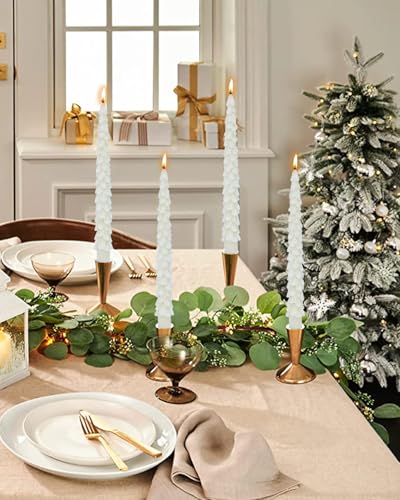 Ivory Tree Taper Candles 10in 4 Pack - Dripless Unscented Christmas Candles, LPUSA Tree-4taper-ivory