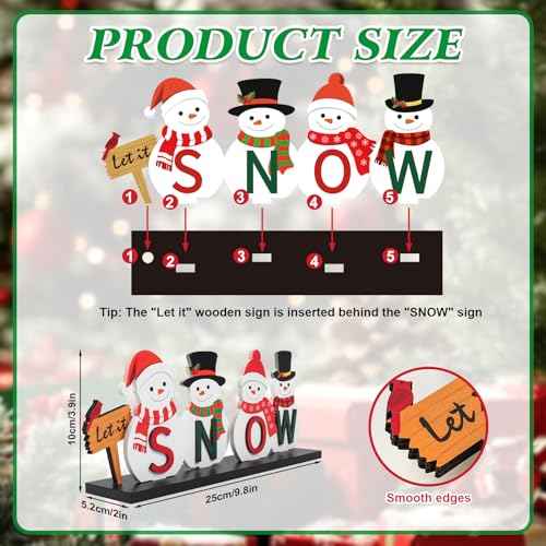 Wooden Snowman Table Centerpieces - Merry Christmas Decoration for Holiday Office Desk Tiered Tray Party Shelf Decorations Farmhouse Winter