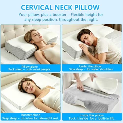 Ergo Cervical Neck Pillow for Pain & Sleep Apnea Snoring Relief, Side