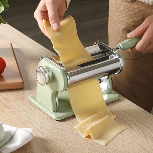 Manual Pasta Maker Machine with Rollers & Cutters for Spaghetti & Fettuccini