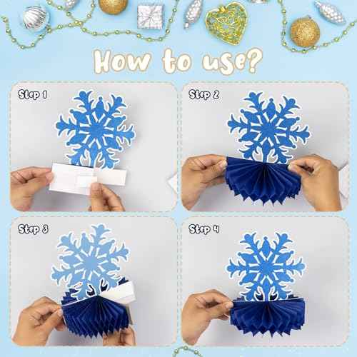 Frozen Winter Wonderland Party Decorations - 12pcs Blue White Snowflake Honeycomb Table Centerpieces and 600pcs Snowflake Confetti for Christmas Holiday Winter Birthday Baby Shower Party Supplies