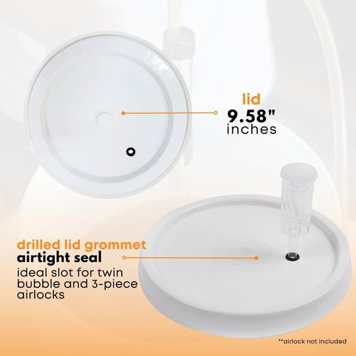 Fastrack 2 Gallon Fermenting Bucket with Lid | White | Food Grade Plastic Container with Handle | BPA-Free for Beer, Wine, Beverages & Food Storage
