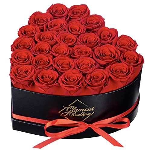 Preserved Roses Heart Gift Box - 27 Red Forever Roses for Love & Decor