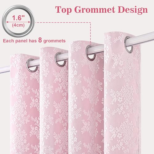 Yinhua Pink Curtains for Girls Room Double Layer Blackout Bedroom 84