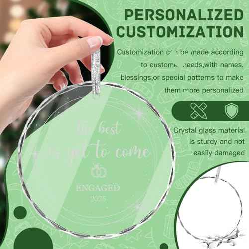 Engagement Ornament Gift for Couples, Just Engaged Gifts for Her, Christmas Glass Decoration